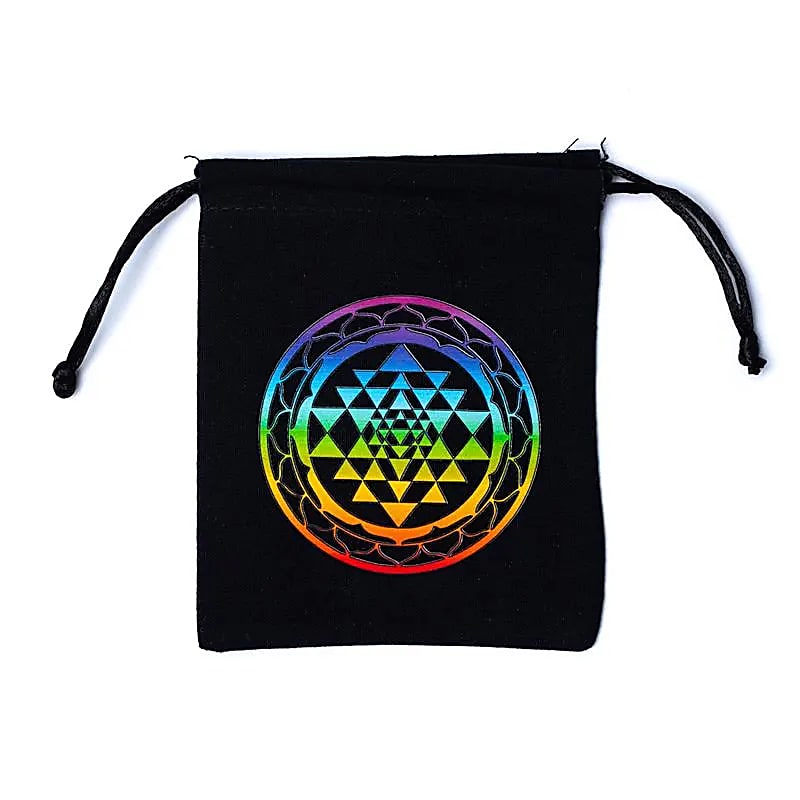 Sacchettino in cotone Sri Yantra nero