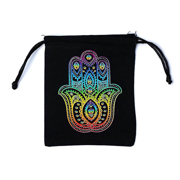 Sacchettino in cotone Khamsa nero
