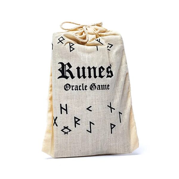 Gioco oracolo delle rune in ceramica in sacchetto di cotone