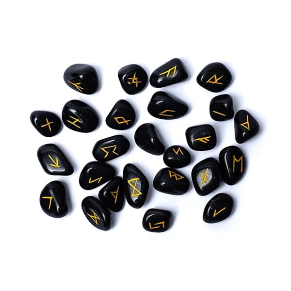 Set oracolo rune agata nera in sacchetto di velluto
