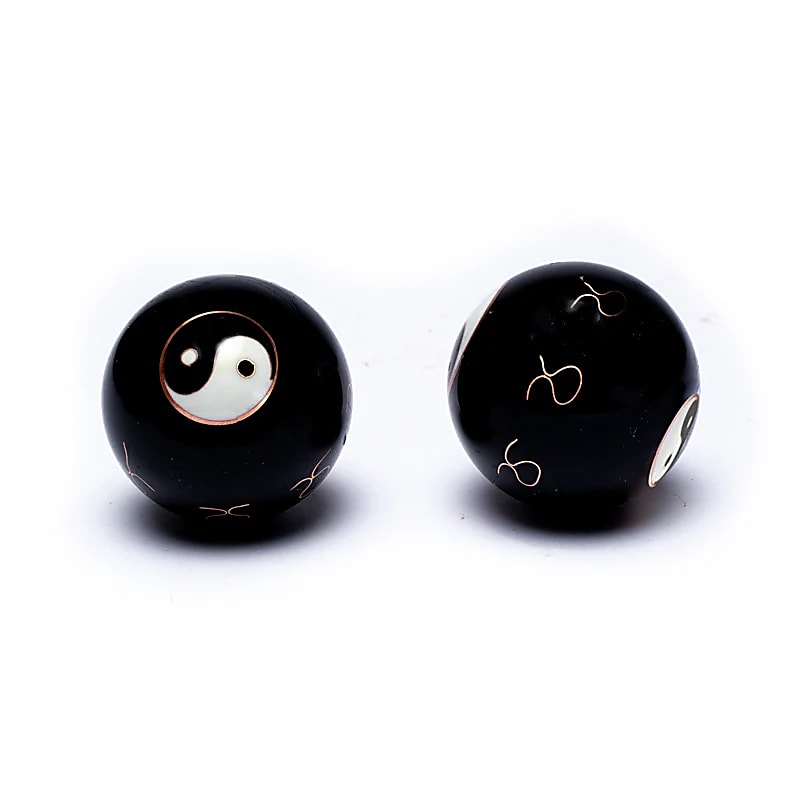 Sfere Qi Gong 2 Yin Yang nero 3,5 cm
