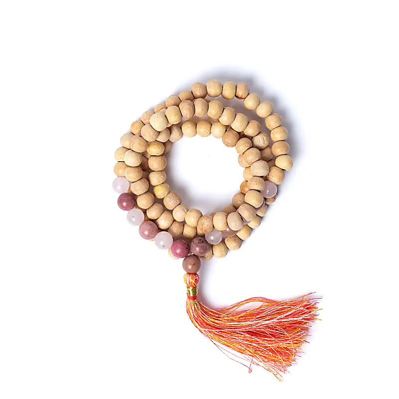 Mala Tulsi e Quarzo Rosa qualita' AA ±0,8